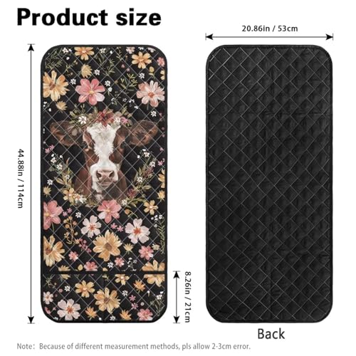 Highland Cattle Daisy Flower Print Sofa Armrest Slipcovers Non-Slip Arm Covers for Recliner with 2 Pockets for Magazine, Tablet, Phone, iPad Anti-Scratch Couch Covers Home Decor - color: Highland Cattle Daisy Flower