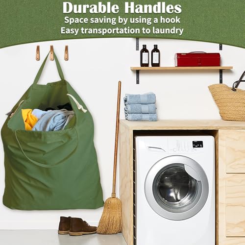 Canvas Laundry Bag 40"W x 35"H, Thick Canvas Laundry Bag with Handles & Drawstring, Extra Large Heavy Duty Washable Storage Sack (XXL,ArmyGreen) - color: Army Green, size: XXL 40"Wx35"H┃1 Pack