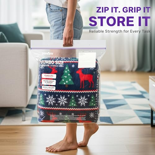 10 Gallon Heavy Duty Large Storage Bags with Handle, Big Zip Seal Top Bags, 6 Mil Extra Thick Clear Big Plastic Resealable Zip Poly Bags for Home Moving, Travel, Camping, 20" x 26", Pack 10 - size: 20x26 6mil Pack10