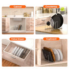 HzTinT 3 Pack Pot Lid Organizer for Cabinet, Stainless Steel Pot Lid Rack with Anti-slip Pad, Lid Holder for Pans Pots, Bakeware, Plates, Cookie Sheets, Trays, Dish, Cutting Boards, Silver - color: Silver