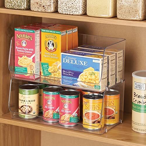 mDesign Modern Stackable Plastic Open Front Dip Extra Large Storage Organizer Bin Basket for Kitchen Organization, Shelf, Cubby, Cabinet, and Pantry Organizing Decor, Ligne Collection - 2 Pack - Clear - size: 7.75 x 15 x 6.25 (Pack of 2)