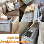Sofa Armrest Organizer,TV Remote Holder Sofa Organizer with Top Tray for Couch Recliner Home Accessories Bedside Storage Pockets Bag (Grey)