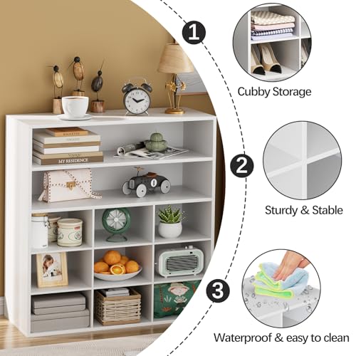 Garden 4 you Shoe Rack Organizer, 5-Tier Wood Cubby Shoe Rack with 2 Storage Shelf and 9 Cubbies, Shoe Organizer Cabinet for Entryway, Hallway, Closet and Garage, White - color: White, size: 9-cube 5-tier