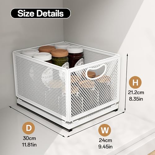 Pull out Cabinet Organizer with Sliding Drawer, 1 Pack Under Sink Organizers and Storage Rack, Adhesive Nano Film Heavy Duty Slide out Pantry Shelves for Kitchen,Sink, 9.6"W x11.8"D x 8.4"H - size: 9.6"W x11.8"D x 8.4"H