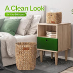 Handwoven Water Hyacinth Decorative Basket, Small Bathroom Trash Can 10L, Open-Top Woven Organizer for Bathroom, Bedroom & Living Room, Natural Fiber, 11 Inch - size: 11 Inch (28 cm), style: Bathroom Trash Can
