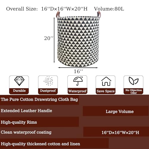 Waterproof Laundry Hamper Collapsible Laundry Basket Leather Handle Laundry Bag Large Clothes Storage Toy Organization for Bathroom Bedroom Laundryroom College Dorms (Hesan-002) - color: Hesan-002