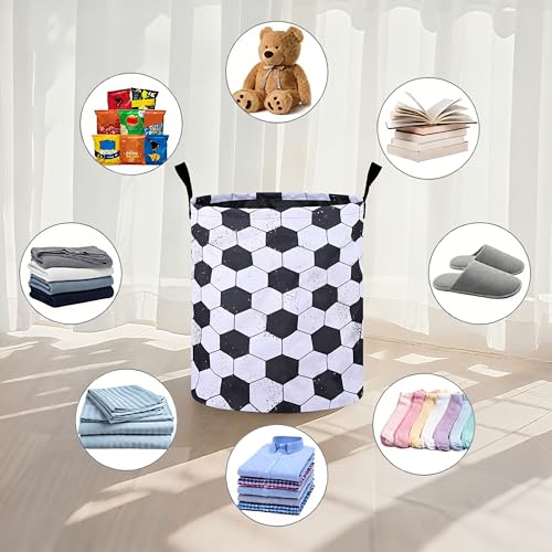 Football Laundry Basket Foldable Oxford Cloth Tote Bag Laundry Hamper Clothes Storage Bucket Organizer For Bathroom/Laundry Storage/Bedroom 19.6x15.7 Inch - color: Football