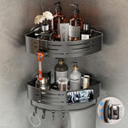 Voldra Corner Shower Caddy Suction Cup, Corner Shower Shelves No Drilling, Aluminum Upgrade Suction Cup Shower Organizer with Towel Bar & Hooks Removable Bathroom Storage Rack(2 Pack, Matte Gray) - style: Suction Cup Triangle-2 Pack-Gray