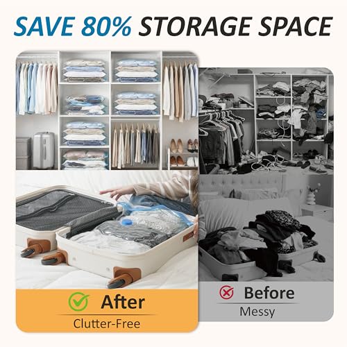 Cozy Essential Vacuum Storage Bags, 80% Compression Vacuum Seal Space Saver Plastic Packaging Bags for Clothes, Blankets, Pillow, Bedding, Comforters, Sealer Clothing Storage,20 Combo - size: Combo