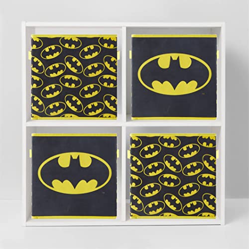 Batman Collapsible Storage Cubes – Set of 2 Foldable Fabric Bins for Kids – Organizer Boxes with Iconic Logo – Closet & Toy Storage – Black Superhero Cube Containers - color: Batman