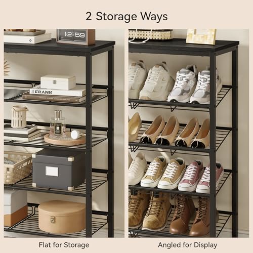 Nunsino Shoe Rack for Closet,5 Tier Shoe Organizer for Entryway,Shoe Shelf with Storage Shelves and Spacious Top,Max Holds 20 of Shoes,Black - color: Black, size: 5 Tier