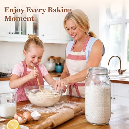 ComSaf 0.5 Gallon / 3 Pack Wide Mouth Glass Jars with Airtight Lids,Large Airtight Food Storage Containers for Pantry, Heavy-Duty Canister Set for Flour, Sugar, Cereal, Cookies, and Pet Food - size: 0.5 Gallon/3pcs