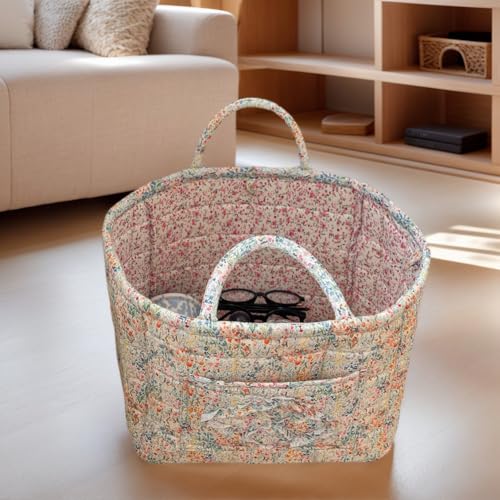 Floral Fabric Storage Basket Car Interior Storage Basket Underwear Sundries Laundry Baskets Supplies Home Organizer Bag (style 1) - color: style 1