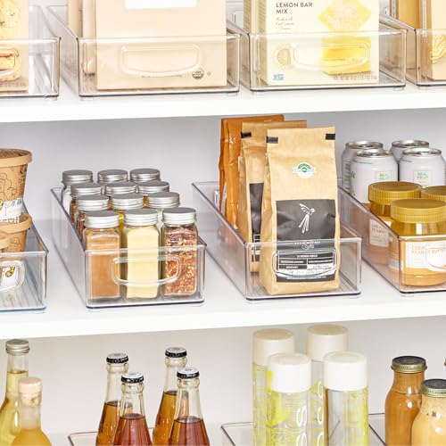 iDesign Slim Extra Long Clear Storage Bin, Narrow Stackable Organizer for Kitchen or Pantry - size: 16 x 6 x 3, style: Pack of 1