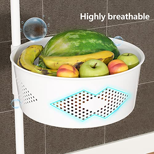 Multi-Layer Kitchen Storage Basket Rotating Vegetable Organizer Cart with Lockable Casters Rolling Living Room Standing Rack with Shelve for Bathroom,Bedroom,29in Height (4Tier-White) - size: 4Tier-White