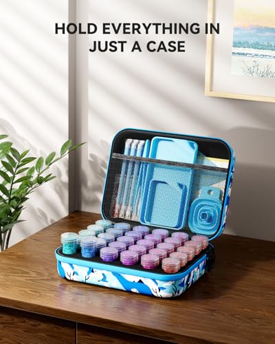 ARTDOT 30 Slots Storage Container for Diamond Art Kits for Adults,Portable Bead Storage Boxes for Diamond Painting Accessories and Tools - color: Blue, size: Small
