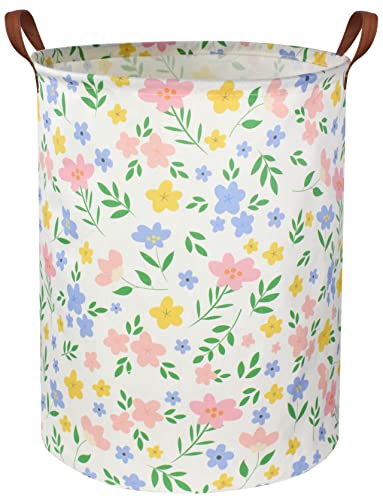Girls Laundry hamper Baby Girl Hamper Kids Toy Storage Organizer Bins Gift Basket for Bedroom Decor(Flowers) - color: Flowers