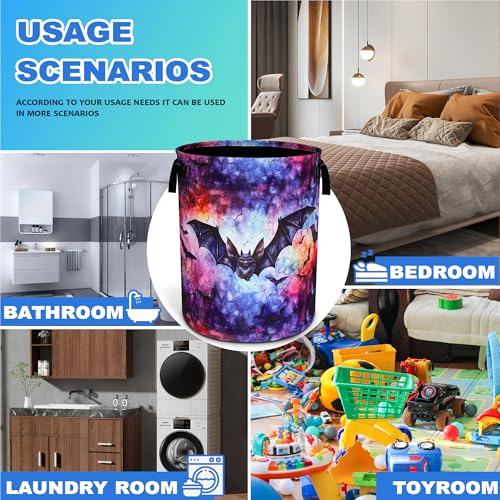 Bat Laundry Basket Oxford Cloth Funny Gothic Laundry Hamper With Handle Foldable Portable Clothes Storage Basket 18.9 X 16.5 In Storage Bag For Laundry Room/Bathroom/Bedroom/Dormitories - color: Bat