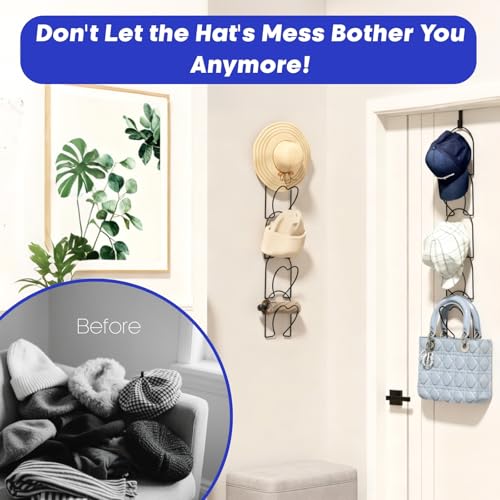 LINFIDITE 15 PCS Baseball Hat Rack Hanger Holder Organizer Flexible Multi Hook Wall Mounted Over Door Cap Display Storage Rack Cap Holder, Closet HangingStorage Rack w Hanging Hook Black - color: 15pcs Black, size: Heart Ring
