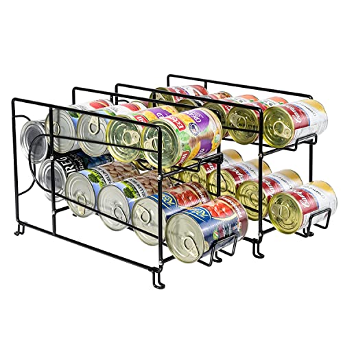 SUFAUY Beverage Can Dispneser Organizer, Stackable Shelves for Storage for Pantry, Black- 2 Pack - color: Black, size: 16.5"L X 5.8"D X 9.7"