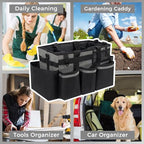 SCAVATA Wearable Cleaning Caddy, Cleaning Caddy Supplies Organizer with Handle & Shoulder Straps for Housekeepers, Under Sink & Car Cleaning Tool Organizers Bag with 4 Foldable Divider (MediumGrey) - color: MediumGrey