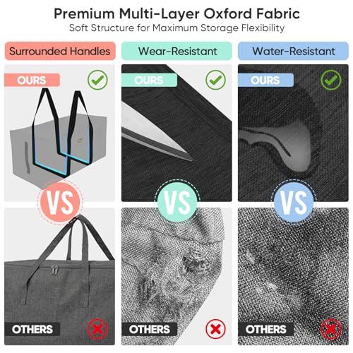 BALEINE Extra Large Storage Tote with Zippers & Carrying Handles, Heavy-Duty Oxford Fabric Moving Bags for Laundry, Space Saving, Storage, 2-Pack, Charcoal Black - color: Black, size: 2-Pack