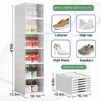 Shoe Storage Organizer Box 6-Tier Foldable Collapsible Stackable Shoe Rack Bins, Fit Size 12, No Assembly, for Men and Women