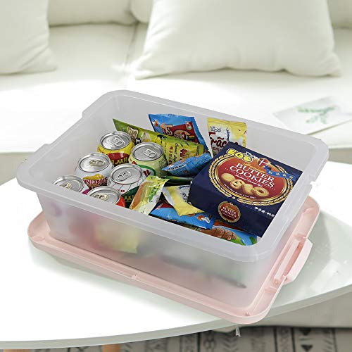 14 Quart Plastic Storage Boxes with Pink Lids, 2 Packs - color: Pink