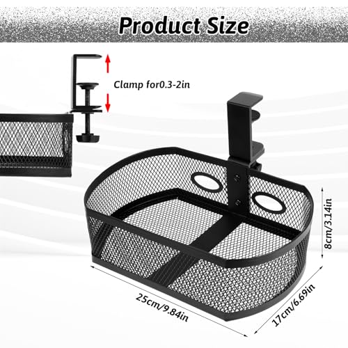 Under Desk Storage Drawer Organizer, Clamp on Under Table Shelf Hanging Desk Mount Tray Attachable Drawer Basket for Home Office Desktop Clutter Management Space Saving