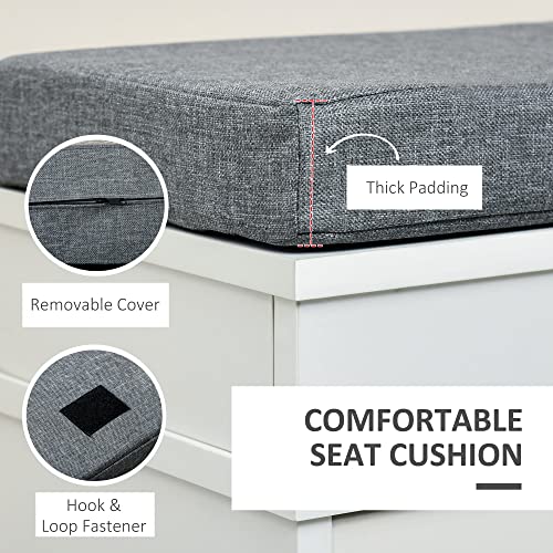 HOMCOM Modern Shoe Rack Bench for Entryway, Storage Organizer with Cushion, 2 Drawers, Adjustable Shelf, Holds 8 Pairs, White - color: White