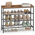 VASAGLE Shoe Rack, Shoe Storage Rack for Closet, Entryway, Living Room, Free Standing Metal Organizer Shelf, 4 Tiers, 11.8 x 29.5 x 27.2 Inches, for 12–16 Pairs, Rustic Brown and Ink Black ULBS049KD01 - size: 4 Tiers (29.5"W)