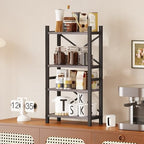 Desktop Bookshelf, 4-Tier Stackable Narrow Bookcase, Adjustable Industrial Desk Organizer & Hutch - Rustic Brown Wood Desktop Book Organizer for Living Room, Bedroom & Home Office - color: Grey