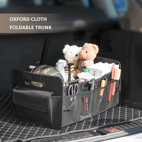 JiatuA Car Trunk Organizer, Car Organizers and Storage Collapsible Multi Compartment Container Box, Adjustable Car Accessories for SUV Sedan Truck, Standard Size, Black - color: Black, size: Standard