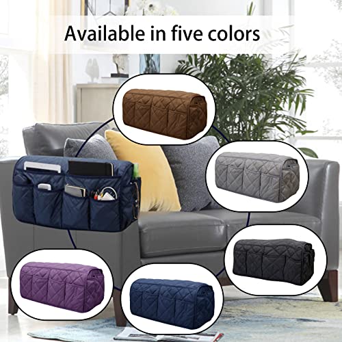 Armchair Caddy, Sofa Armrest Organizer with 14 Pockets, Waterproof Non Slip Recliner Remote Control Holder, Couch Chair Arm Storage for TV Remotes, Phone, iPad, Magazine, Books - color: Black