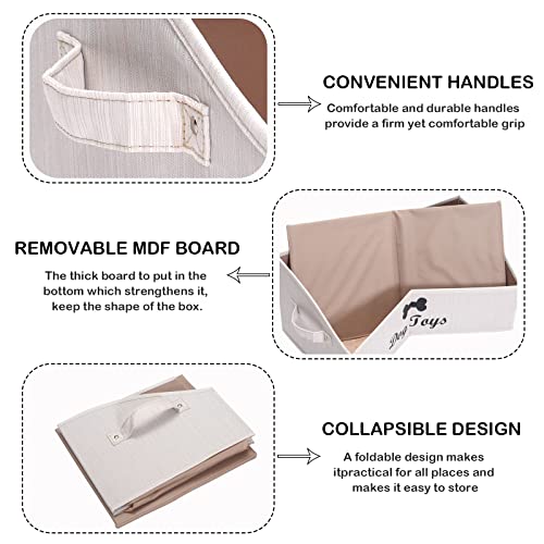 Morezi Linen-cotton blend dog toy basket and dog toy box, dog toy basket storage - Perfect for organizing pet toys, blankets, leashes, chew toys - Beige - Dog - color: Dog Beige