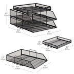 Mind Reader 2 Tier Paper Tray with Top Supply Compartment, Desktop File Organizer, Metal Mesh, Black - color: Black