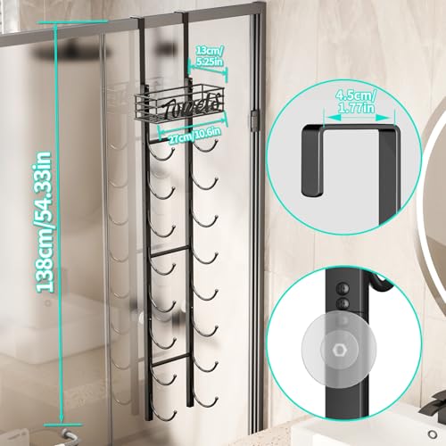 HapiRm Towel Racks for Bathroom Storage - 9 Tier Over The Door & Wall Mount Rolled Towel Storage Organizer Holder with Metal Shelf Basket for Small Bathroom, Camper, Rv - Black, Patented - color: Black, size: 9-Tier