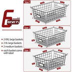 6 Pack Wire Baskets for Pantry Organization and Storage, Kitchen Organizer, 2 XXLarge & 2 XLarge & 2 Large - size: Large-6 Pack