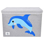 CLCROBD Foldable Large Kids Toy Chest with Flip-Top Lid, Collapsible Fabric Animal Toy Storage Organizer/Bin/Box/Basket/Trunk for Toddler, Children and Baby Nursery (Dolphine) - color: Dolphine