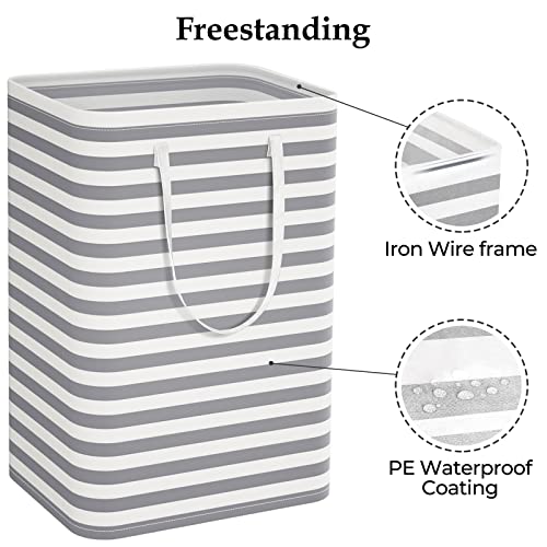 StorageRight Laundry Basket Hamper Large Collapsible Laundry Hamper with Easy Carry Handles，Freestanding Clothes Hampers for Laundry, Bedroom, Dorm, Clothes, Towels, 75L, Grey - color: Grey, size: 75L