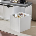 Haotian White Storage Bench with Drawers & Padded Seat Cushion, Hallway Shoe Cabinet Shoe Bench, FSR30-W