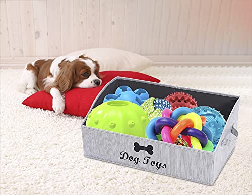 Morezi Dog Toy Basket - Organize Pet Toys, Blankets, Leashes, Chews in Living Room, Playroom, Closet, Shelf - Grey - color: Grey