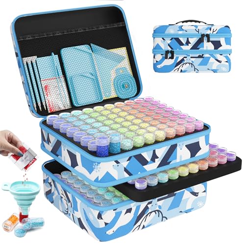 ARTDOT 240 Slots Storage Container for Diamond Art Kits for Adults,Portable Bead Storage Boxes for Diamond Painting Accessories and Tools - color: Blue, size: X-Large