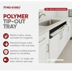 Rev-A-Shelf 30" Tip-Out Plastic Sink Tray for Kitchen and Bathroom Base Cabinets, Large Pullout Vanity Shelf Home Organizer, White, LD-6591-30-11-1 - size: 30.4" x 3.8" x 2.1"