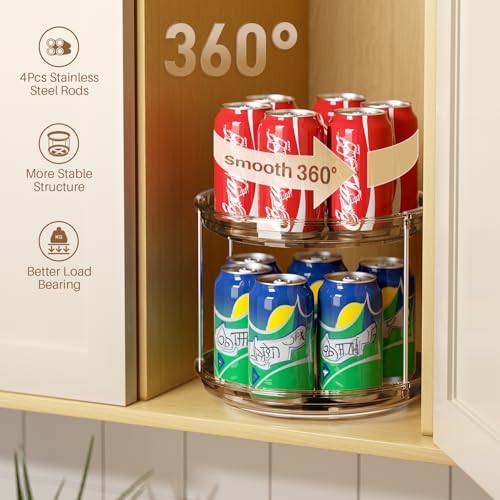 LAMU 2 Pack 2 Tier Lazy Susan Turntable Organizer 9.25'' Rotating Spice Rack Organization for Cabinet, Kitchen, Pantry, Countertop, Bathroom, Vanity, Medicine Cabinet Organizer, Amber - color: Amber, size: 9.25in 2Pack