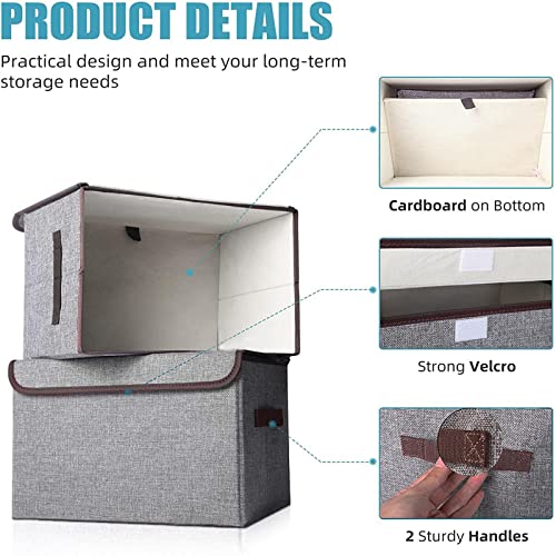 Bagnizer Large 22 Quart Linen Fabric Foldable Storage Bin Cube Organizer Basket with Flip-Top Lid & Handles, Clothes Blanket Box for Home, Office, Closet, Gray, 4 Pack 14.6 x 9.5 x 9.5” - color: Gray, size: Medium - 4 Pack