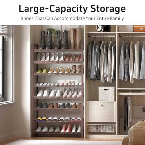 8Tier Metal Tall Shoe Rack,Large Shoe Rack for Closet,entryway,Garage, with Adjustable Flat or Angled Shelves, Hold 32-40 Pairs Shoes ﻿ - color: Bronze, size: 8Tier