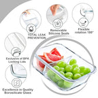 VERONES 5 Pack Glass Meal Prep Containers 2 Compartment Set, 36OZ Airtight Lunch Containers, Glass Food Storage Containers with Lids, for Microwave, Oven, Freezer & Dishwasher Friendly,White - color: White