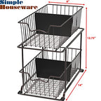 SimpleHouseware 2 Tier Cabinet Wire Basket Drawer Organizer, Brown - color: Brown