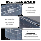 BENECREAT 4 Packs Rectangle Plastic Container Box, 6.4x2.6x1.8inch Clear Storage Organizer with Hinged Lid and Hanging Hole for Small Craft Accessories Office Supplies - size: 6.4x2.6x1.8inch